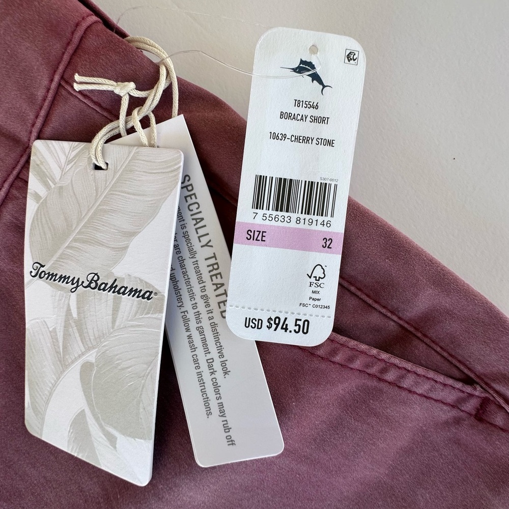 Tommy Bahama Men's Boracay 10"
Chino Shorts, Cherry Stone, Sz 32 - Picture 5 of 8